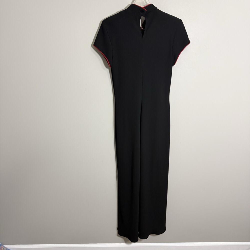 S.L. Fashions Black Floral Embroidered Sleeveless Cheongsam Dress Size 12 READ - Picture 6 of 8